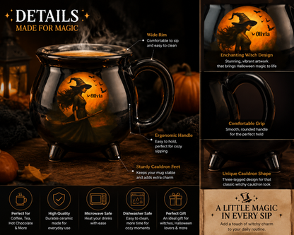 Witch Cauldron Coffee Mug - Personalized Halloween Witchy Gifts For Besties, Sisters, BFF, Family, Yourself