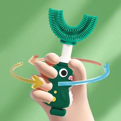 Toothbrush for Ages 2–12, Soft Food-Grade Silicone, 360° Cleaning Design, Portable Toddler Toothbrush