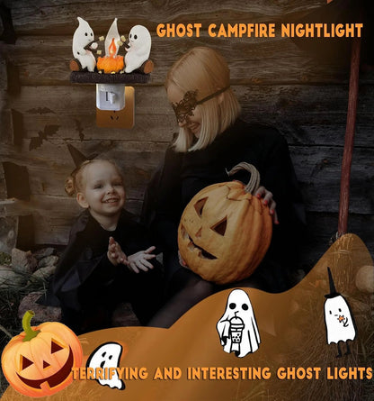 Ghost Campfire Night Light, Plug-in Wall Flickering Flame Nightlight