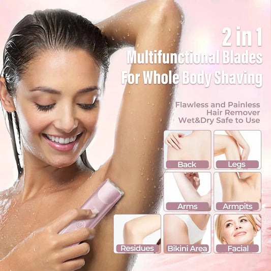 New electric 2-in-1 hair removal device, portable rechargeable electric shaver, full-body shaving tool