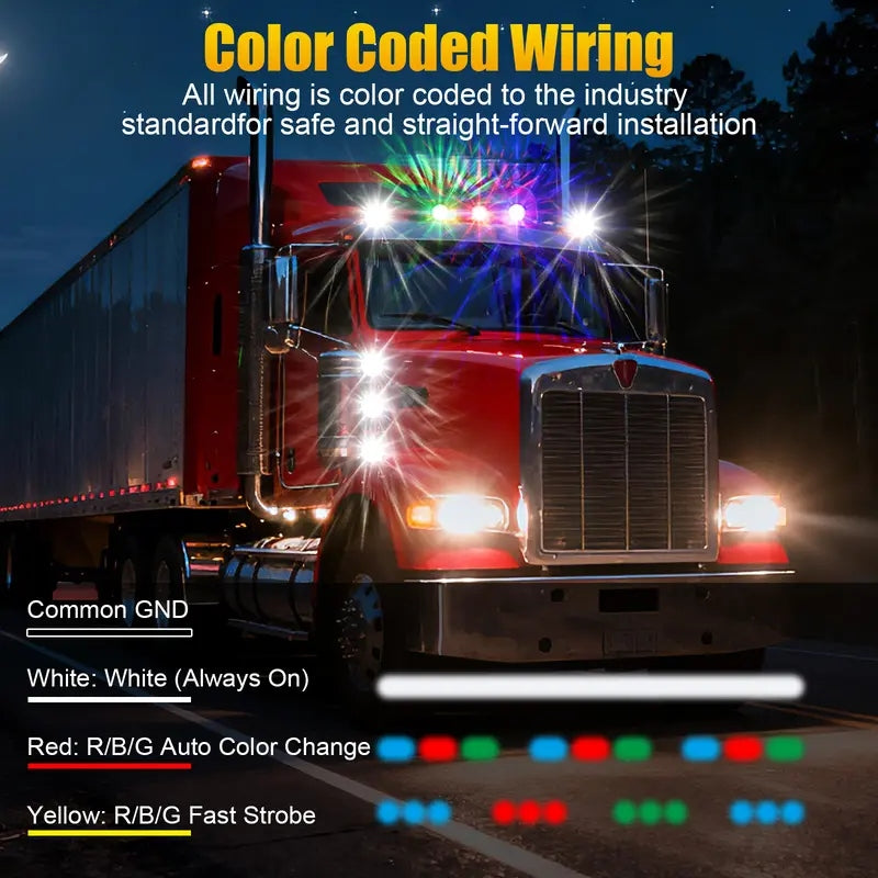 Lens LED Watermelon Lights For Trucks Side Marker Turn Signal Strobe Waterproof Chassis Lighting With Stainless Steel Bezel For Kenworth Peterbilt Freightliner Marine Boat Trailer