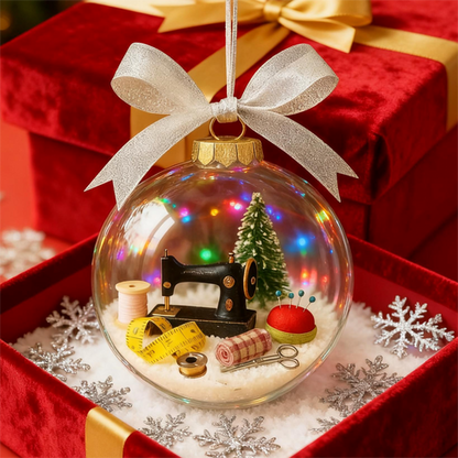 SEWING SNOW GLOBE - DIY Holiday Ornament Kit with Pre-cut Felt, Embroidery Thread and Needle, Perfect Christmas Craft Gift for Family