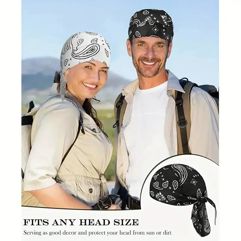 New European and American style stretch fabric amoeba pirate hat for cycling, sports, cashew nut headband, men's and women's headscarf hat