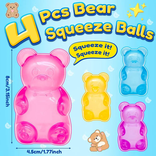 1/4 Counts Gummy Bear - Sensory Fidget Toywith Jelly-Like Filling, Squeeze Toys, StressToys, Stress Relief Toys, Fidget Toy, BirthdayGifts, Gift Bag Stuffing