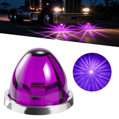 Lens LED Watermelon Lights For Trucks Side Marker Turn Signal Strobe Waterproof Chassis Lighting With Stainless Steel Bezel For Kenworth Peterbilt Freightliner Marine Boat Trailer