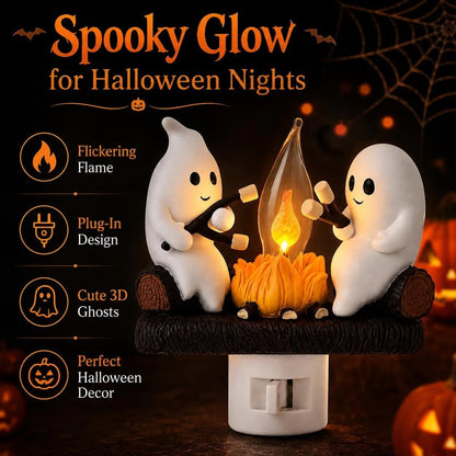 Ghost Campfire Night Light, Plug-in Wall Flickering Flame Nightlight