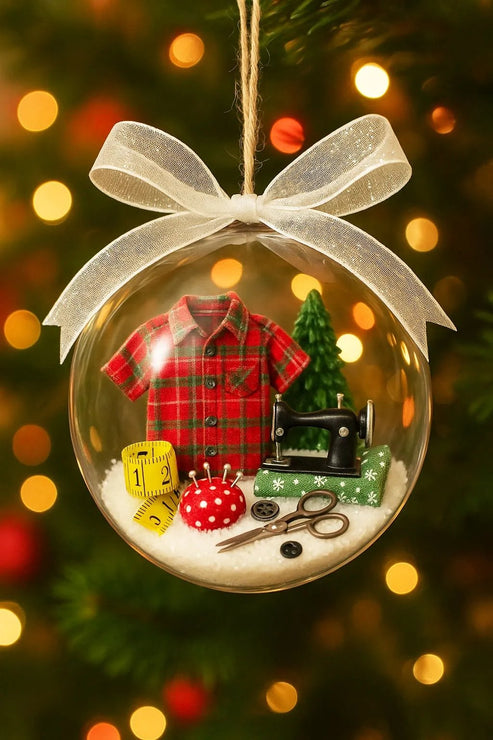 SEWING SNOW GLOBE - DIY Holiday Ornament Kit with Pre-cut Felt, Embroidery Thread and Needle, Perfect Christmas Craft Gift for Family