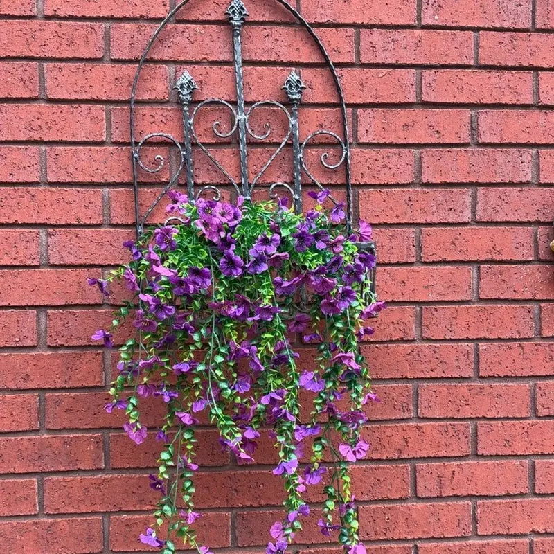 Long hanging with 132 eyes (deep purple + red lotus)Artificial Hanging Purple Dendrobium Orchid, Faux Trailing Plant with Vivid & Durable Hues, Spring/Summer Decor for Indoor & Outdoor Use — Great for Garden, Window Sill. SummerVibes