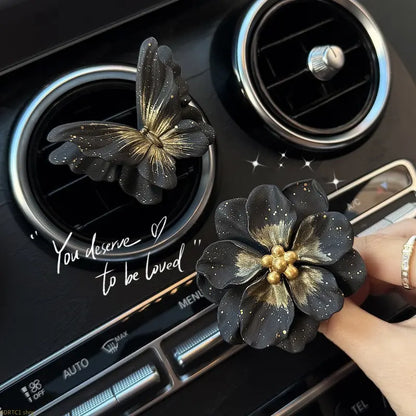 Premium Black Butterfly Car Fragrance Ornament, Car Console Decoration, Car Interior Diffuser Stone Gift