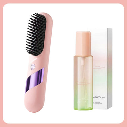 Multi-Function Cordless Ceramic Hair Straightener Brush