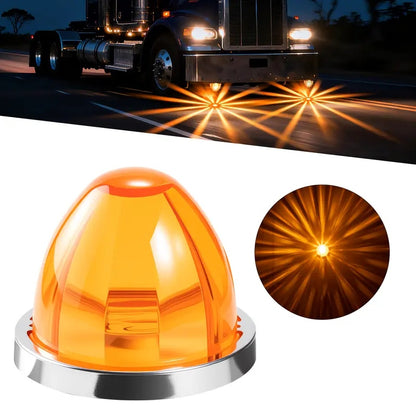 Lens LED Watermelon Lights For Trucks Side Marker Turn Signal Strobe Waterproof Chassis Lighting With Stainless Steel Bezel For Kenworth Peterbilt Freightliner Marine Boat Trailer