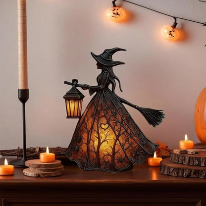 🧹 Halloween Witch Lamp — Gothic Glow for Spooky Souls 👻