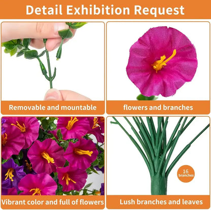2pcs Hanging Artificial Morning Glory Vine - UV-Resistant Plastic Fake Flowers with Flower Design, Backyard & Outdoor Decor, Home Office Home Supplies summerwins,summerwins