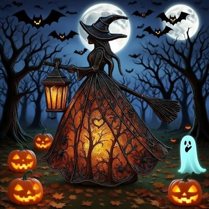 🧹 Halloween Witch Lamp — Gothic Glow for Spooky Souls 👻