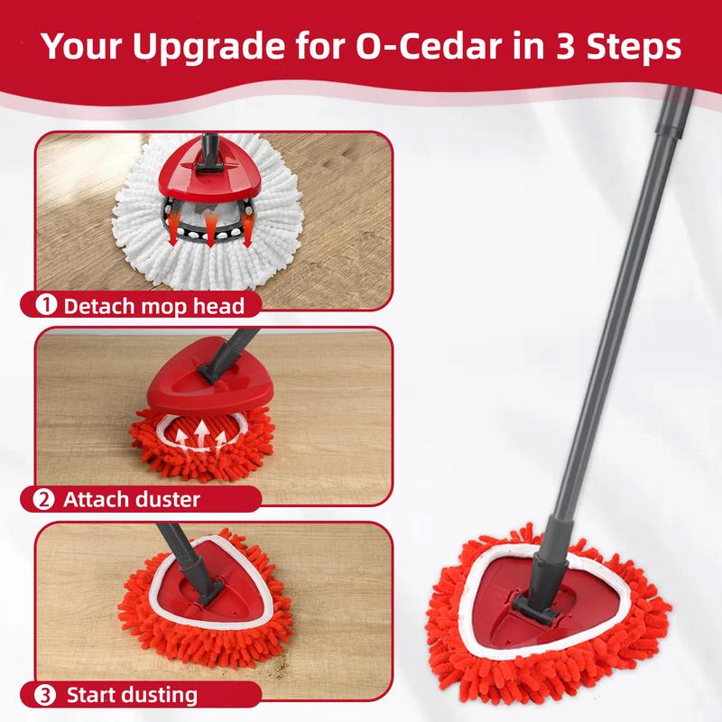Chenille Duster Replacement Heads for  2026 Unique Design Heads Turn Mop into Long-Handle Duster Dry Cleaning Trap Bucket & Handle Not included