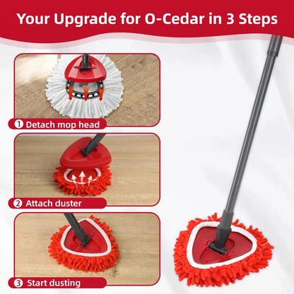 Chenille Duster Replacement Heads for  2026 Unique Design Heads Turn Mop into Long-Handle Duster Dry Cleaning Trap Bucket & Handle Not included