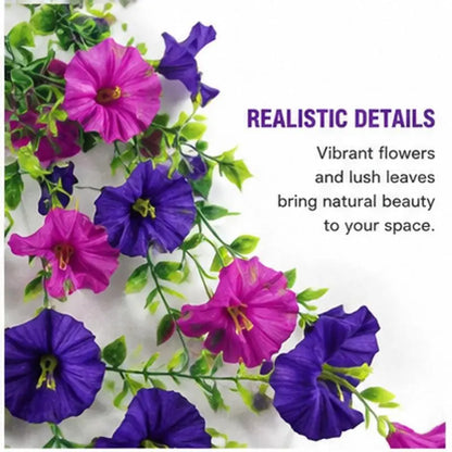 2pcs Hanging Artificial Morning Glory Vine - UV-Resistant Plastic Fake Flowers with Flower Design, Backyard & Outdoor Decor, Home Office Home Supplies summerwins,summerwins