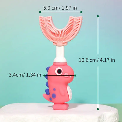 Toothbrush for Ages 2–12, Soft Food-Grade Silicone, 360° Cleaning Design, Portable Toddler Toothbrush