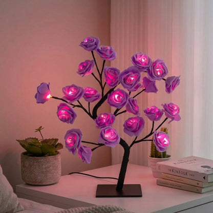 LED Rose Flower Tree Lamp - USB/Battery Powered Tabletop Decor Gift