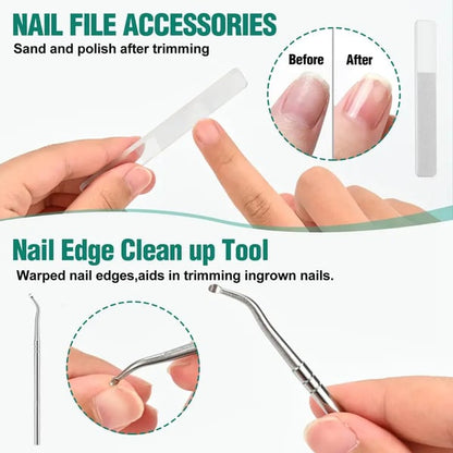 ✂️✨ Eagle Beak Wide Jaw Nail Clippers Set | Anti-Splash 25° Slanted Blade for Thick & Ingrown Toenails | Ultra-Sharp Stainless Steel Manicure & Pedicure Tool