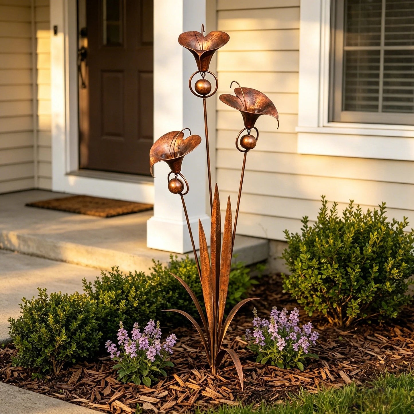 🏡Flamed Three Calla Lilies Garden Stake with Bells