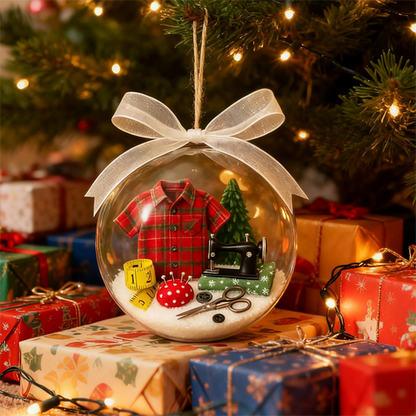 SEWING SNOW GLOBE - DIY Holiday Ornament Kit with Pre-cut Felt, Embroidery Thread and Needle, Perfect Christmas Craft Gift for Family