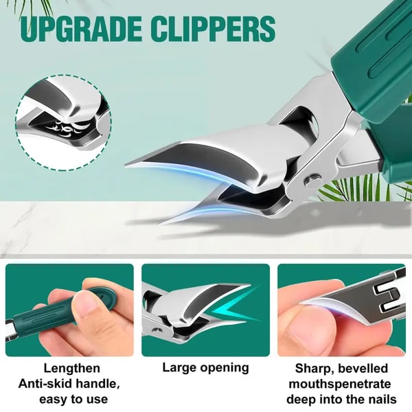 ✂️✨ Eagle Beak Wide Jaw Nail Clippers Set | Anti-Splash 25° Slanted Blade for Thick & Ingrown Toenails | Ultra-Sharp Stainless Steel Manicure & Pedicure Tool