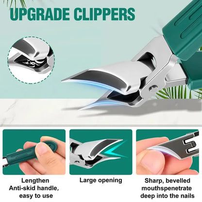 ✂️✨ Eagle Beak Wide Jaw Nail Clippers Set | Anti-Splash 25° Slanted Blade for Thick & Ingrown Toenails | Ultra-Sharp Stainless Steel Manicure & Pedicure Tool