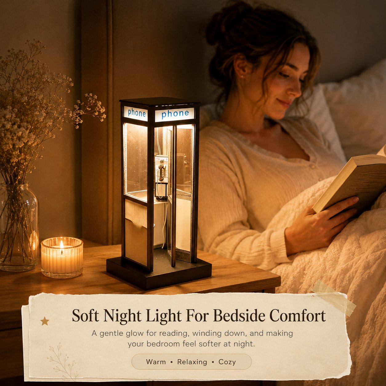 Retro-Style TelephoneBooth Decorative Lamp -Bedroom BedsideCreative Night Light