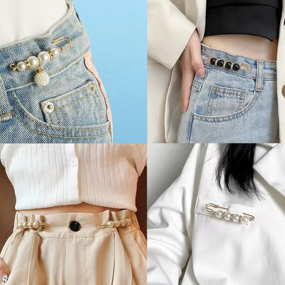 No Sewing Fasteners for Sweater Shawl Cardigan Collar, Faux Pearl Clothing Dresses Decoration Pant Tightener for Women, Mixed Style Assortment