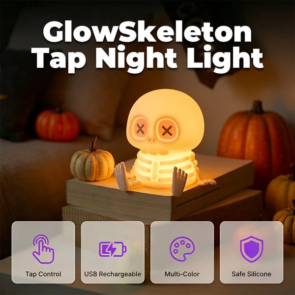Halloween Skull Silicone Night Light with Touch Control