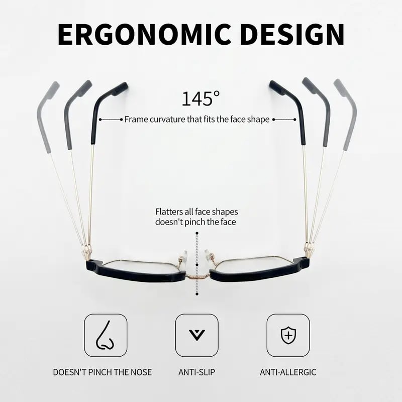 Stylish photochromic prescription glasses for men and women, anti-blue light, anti-fatigue, and sophisticated women's reading glasses.