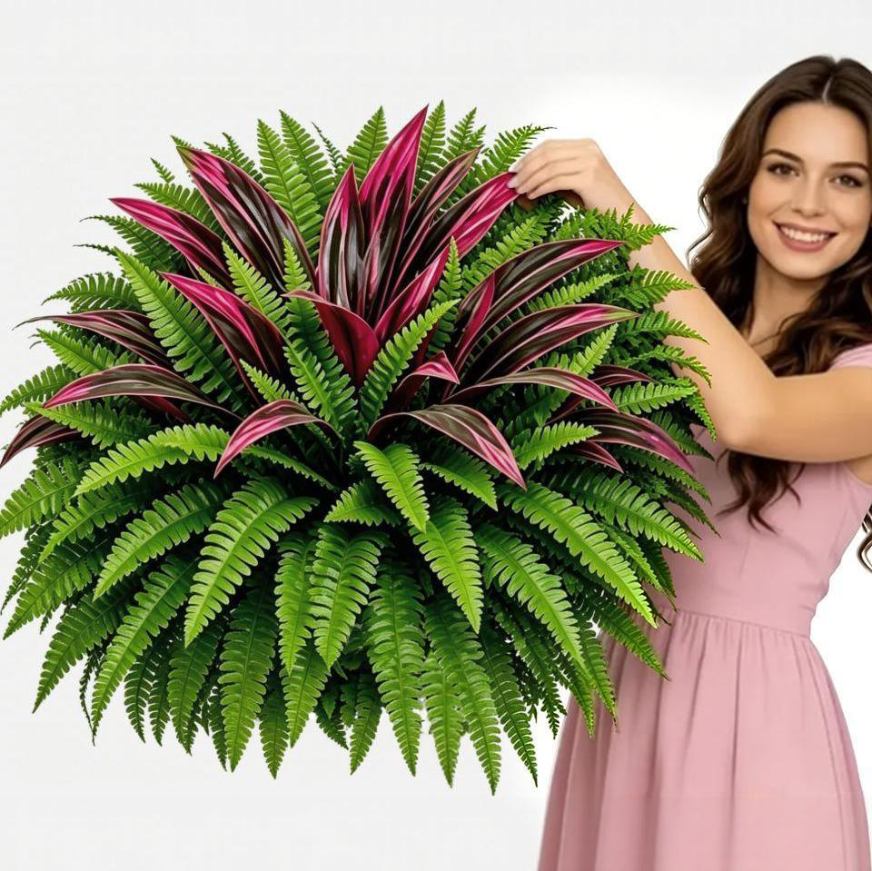 🔥Last Day 70% OFF🔥 UV-Resistant Artificial Fern & Red Dracaena Decorative Plants – Full, Lush & Fade-Resistant!