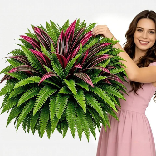 🔥Last Day 70% OFF🔥 UV-Resistant Artificial Fern & Red Dracaena Decorative Plants – Full, Lush & Fade-Resistant!