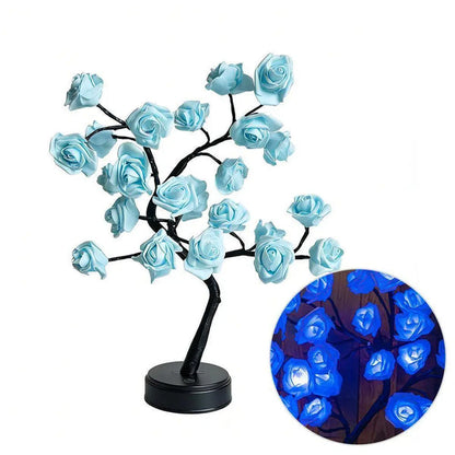 LED Rose Flower Tree Lamp - USB/Battery Powered Tabletop Decor Gift
