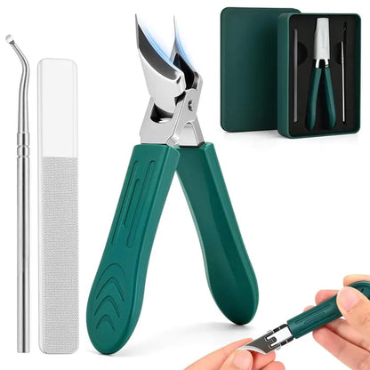 ✂️✨ Eagle Beak Wide Jaw Nail Clippers Set | Anti-Splash 25° Slanted Blade for Thick & Ingrown Toenails | Ultra-Sharp Stainless Steel Manicure & Pedicure Tool
