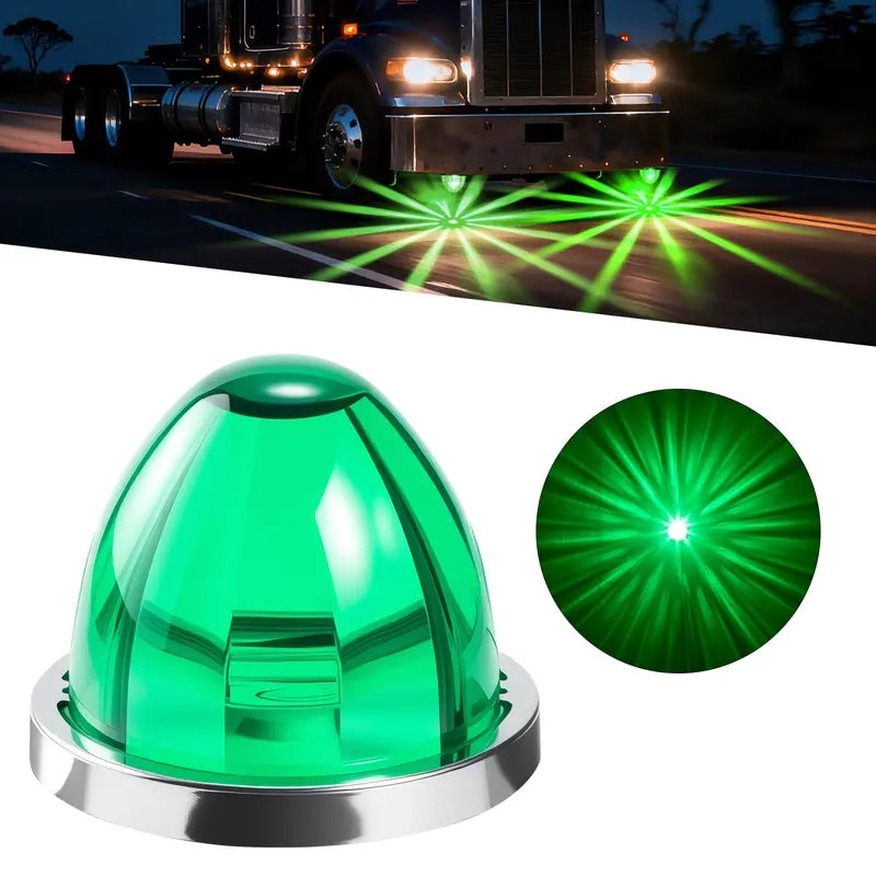 Lens LED Watermelon Lights For Trucks Side Marker Turn Signal Strobe Waterproof Chassis Lighting With Stainless Steel Bezel For Kenworth Peterbilt Freightliner Marine Boat Trailer