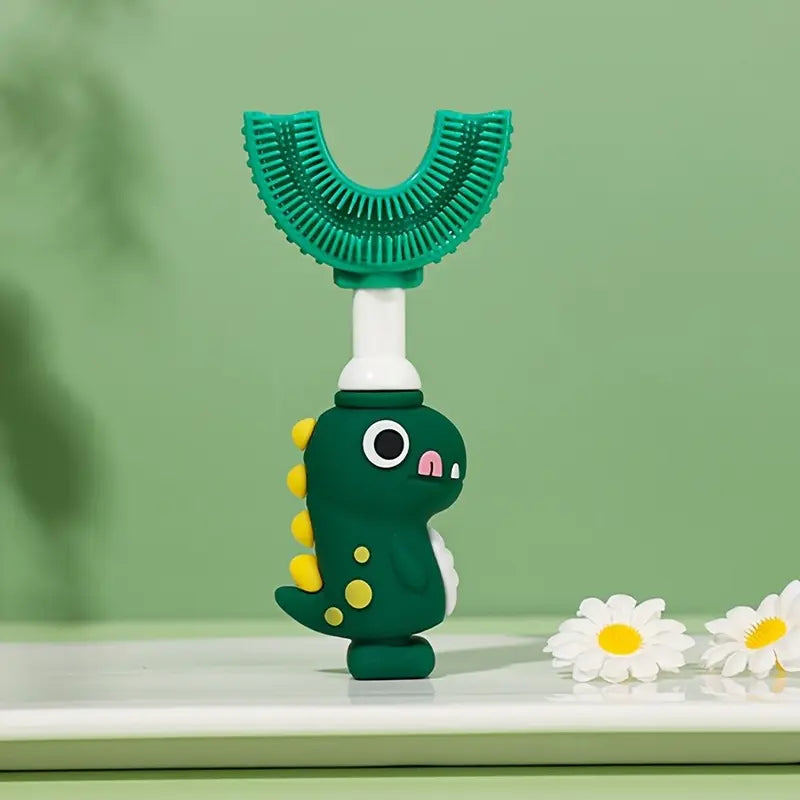 Toothbrush for Ages 2–12, Soft Food-Grade Silicone, 360° Cleaning Design, Portable Toddler Toothbrush