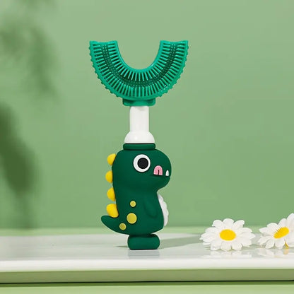 Toothbrush for Ages 2–12, Soft Food-Grade Silicone, 360° Cleaning Design, Portable Toddler Toothbrush