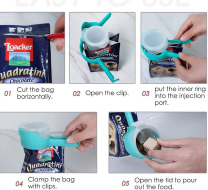 2-in-1 Food Bag Pouring & Sealing Clip (Safe)