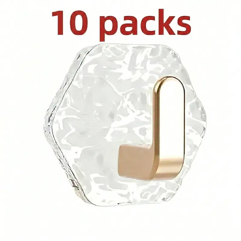 Plastic Self-Adhesive Hooks, 10/20 Pack Hexagonal Ripple Design Heavy-Duty Sticky Hooks, Waterproof Rustproof Bathroom Organizer for Kitchen Keys Towels, Easy-Install Home Storage Organizer