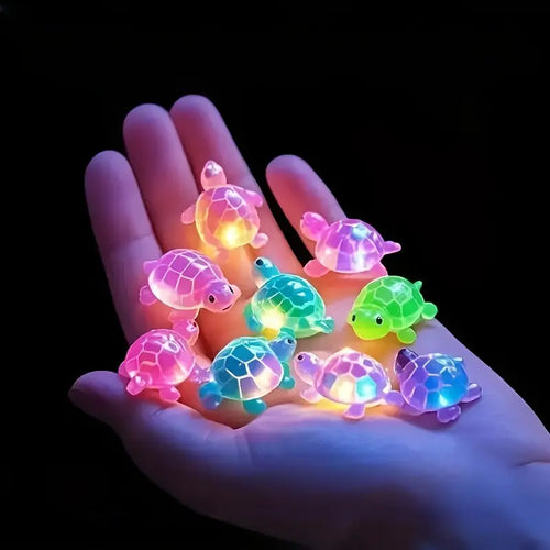 20 Piece Glow-In-The-Dark 3D Turtle Figurines, Colorful Semi-Transparent Resin Decorations, DIY Crafts, Beach Party Gifts, Ocean Theme Events
