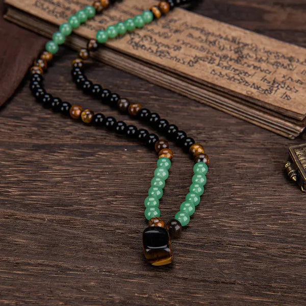 Tiger Eye & Obsidian & Green Aventurine Triple Protection Bracelet