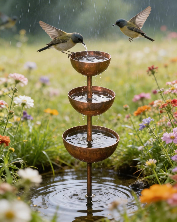 🐦Final Hours Flash !!⚡ Rain Catcher - Plant Support 🌧️Metal Garden Ornament