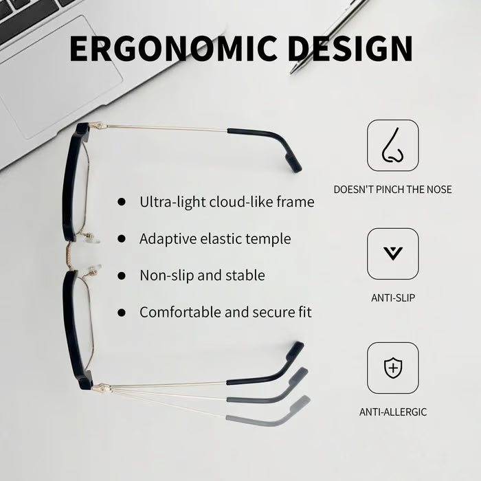 Stylish photochromic prescription glasses for men and women, anti-blue light, anti-fatigue, and sophisticated women's reading glasses.