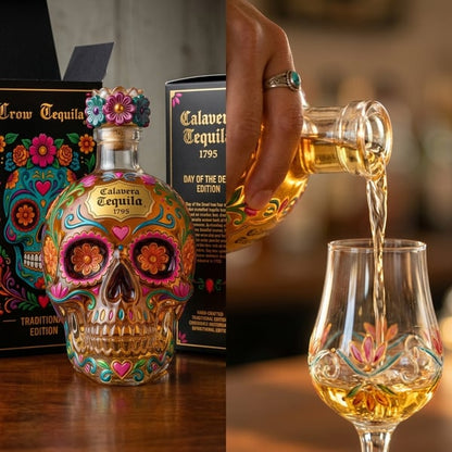 HOT SALE 49% OFF - Day of the Dead Limited Edition Tequila Bottle & Goblet – Limited Edition Art Glass