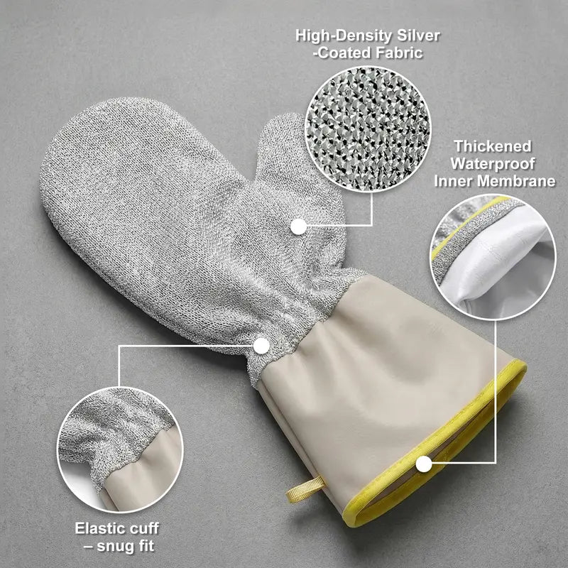 2Pcs Wire Dishwashing Gloves, Waterproof PVC2pcs Liner Scrubber Gloves,Non-Scratch Cleaning Gloves for Kitchen, Reusable & Durable, Protect Hands & Cookware#SummerWins #DealsForYouDays