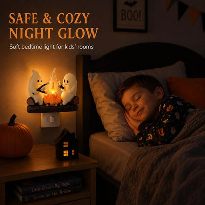 Ghost Campfire Night Light, Plug-in Wall Flickering Flame Nightlight