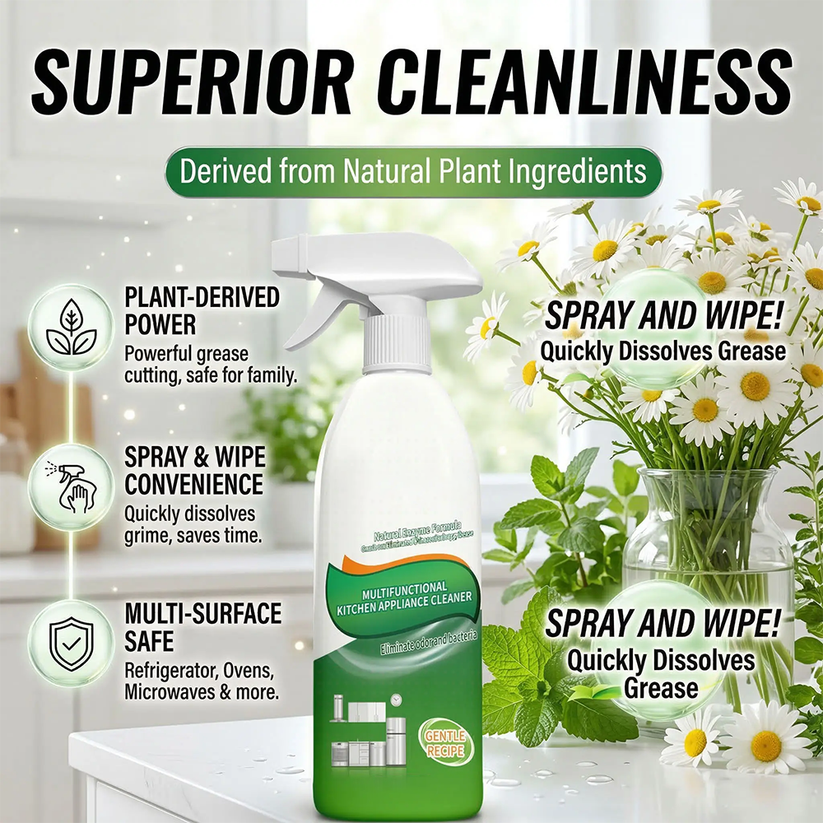 Kitchen Appliance Cleaner Spray – Powerful Grease & Odor Remover