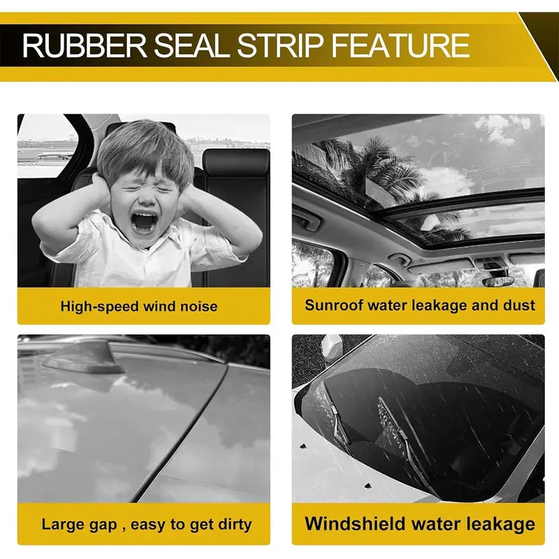 Car Windshield Rubber Seal, Car Windshield Seal Strip, Universal Car Window Seal, Car Exterior Accessories For Car Roof Windshield,Easy To Install,Water Leakage Prevention,#Summervibes